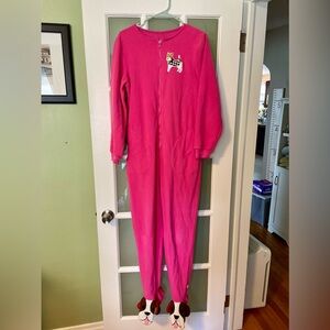 Nick & Nora Pink Puppy Footie Pajamas.
